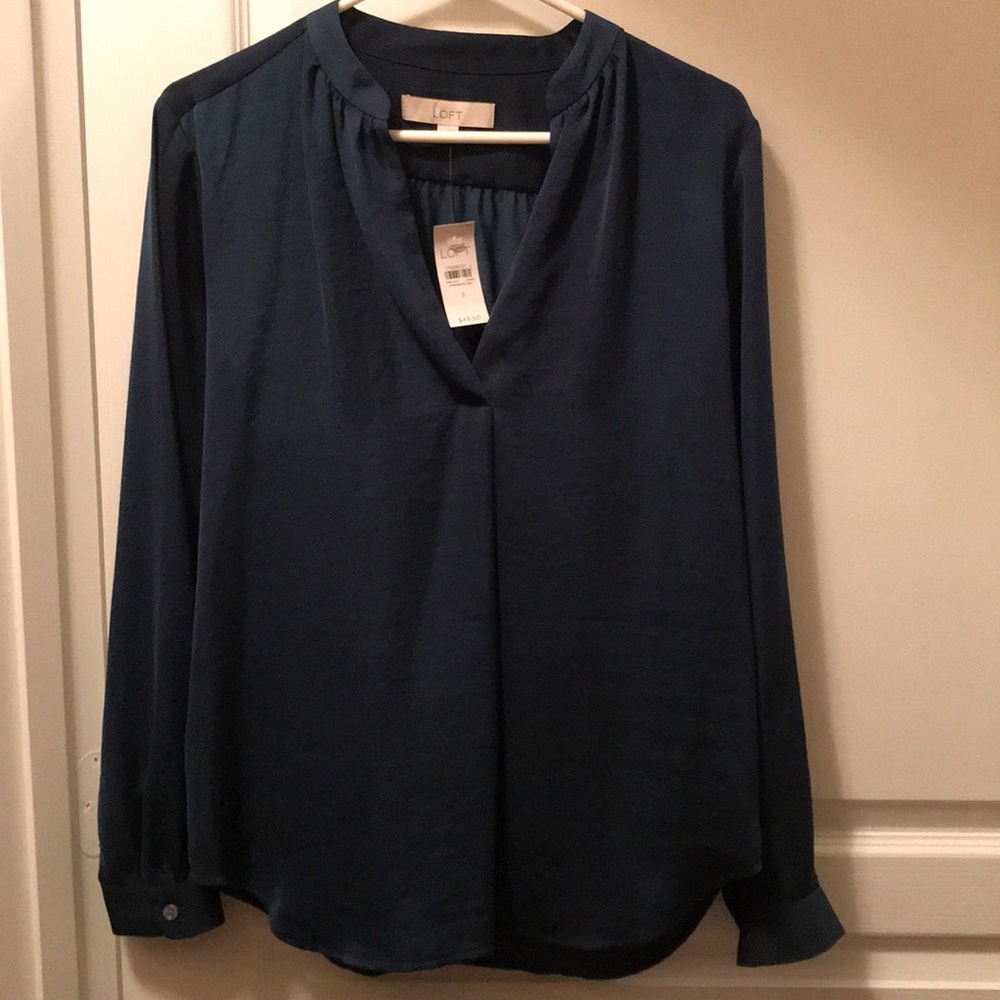 NWT Loft Small long sleeve deep v neck blouse